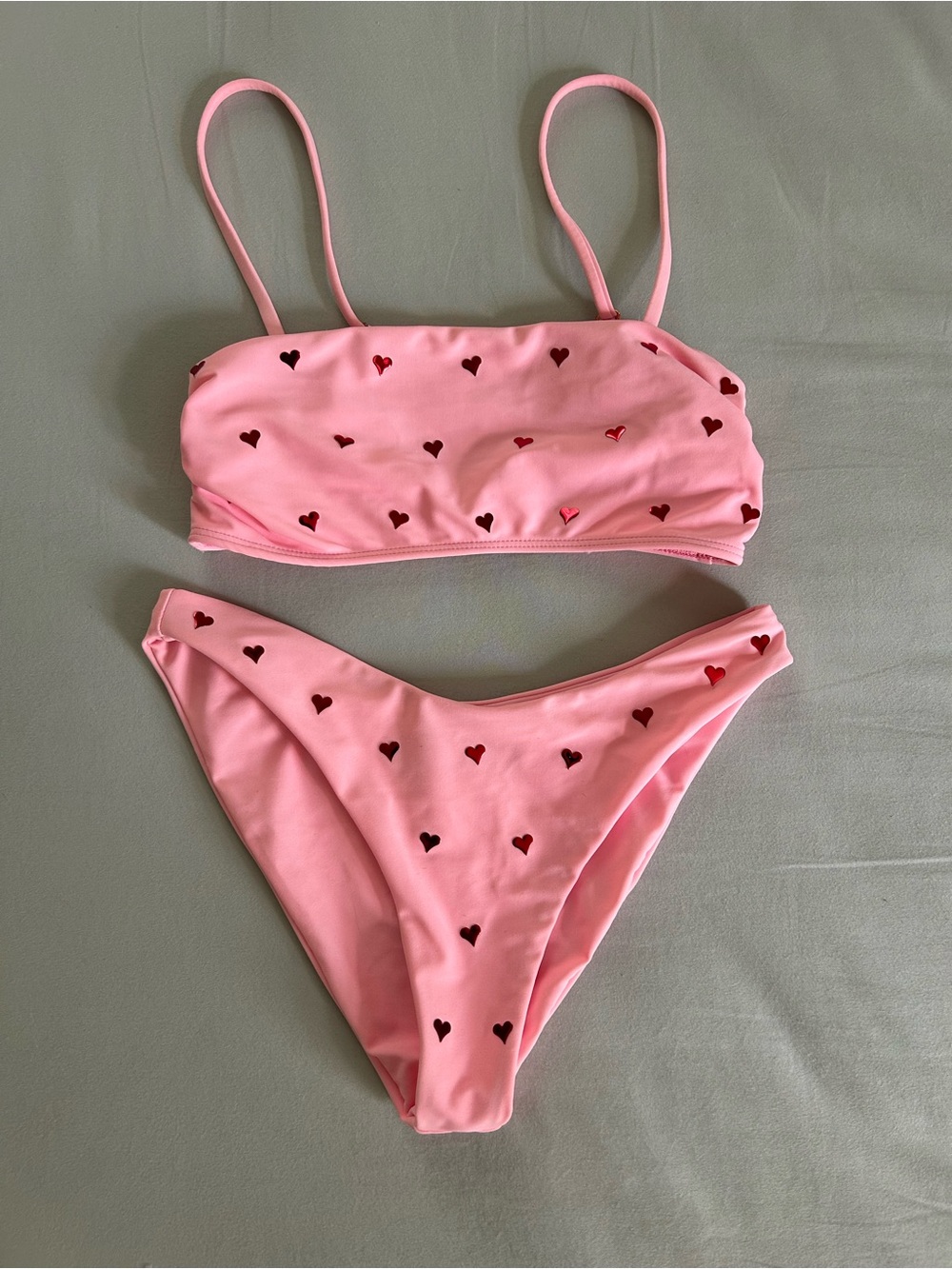 Beach Riot Pink Heart Print Bikini